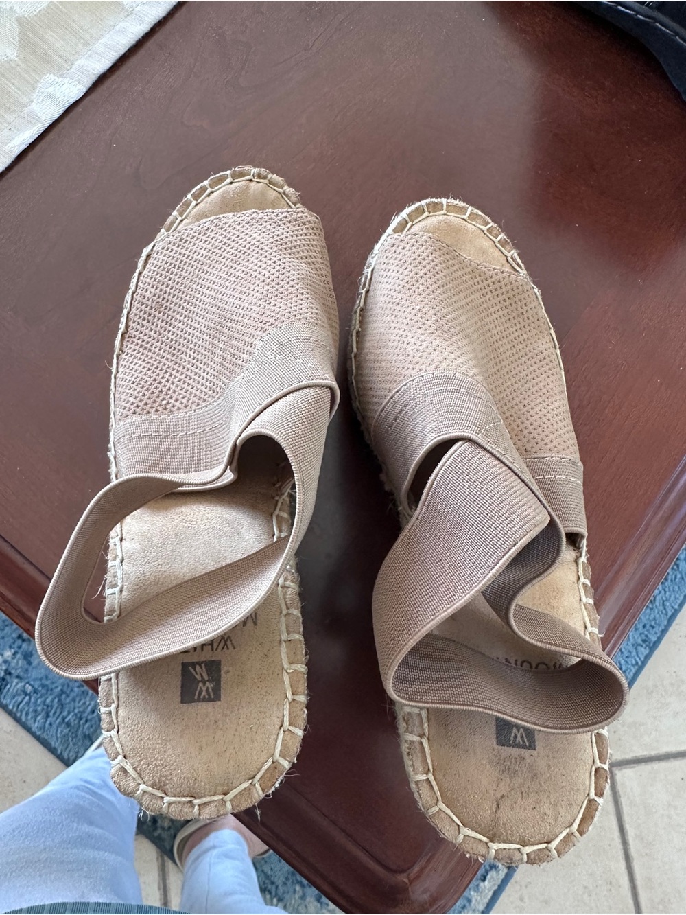 White Mountain Tan Elastic Espadrille Wedge Sandals - Women